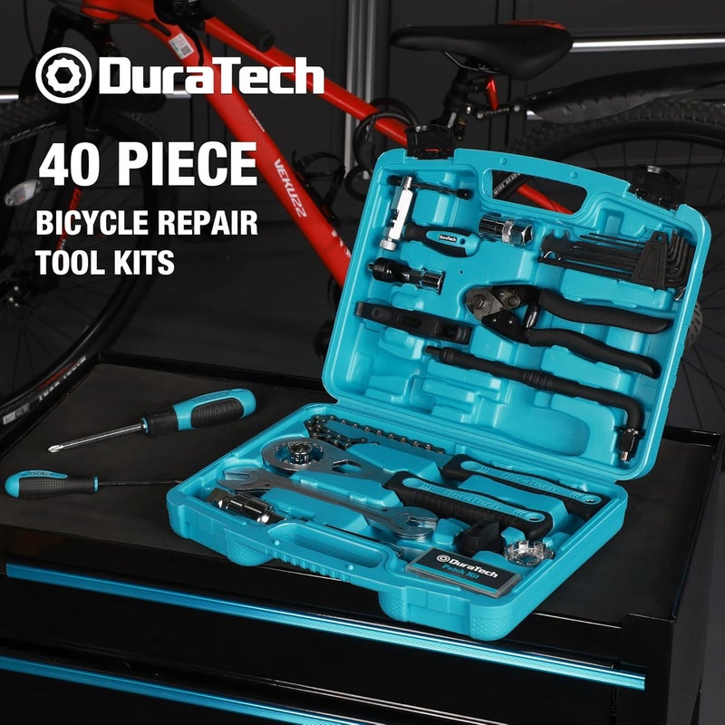 DURATECH 40 Pieces Bike Repair Kit, Complete Bicycle Tool Kit with Storage Case, Bike Tools for Mountain & Road Bikes – Chain, Tire, Brake, and Pedal Maintenance Set, Great Gift for Men, Women - Image 2